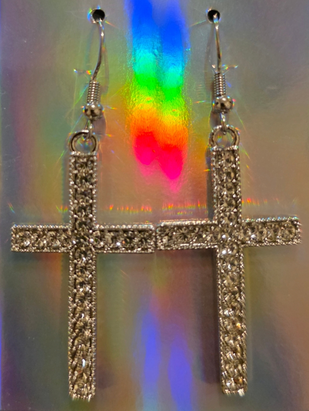 Sparkling Cross Dangle Earrings